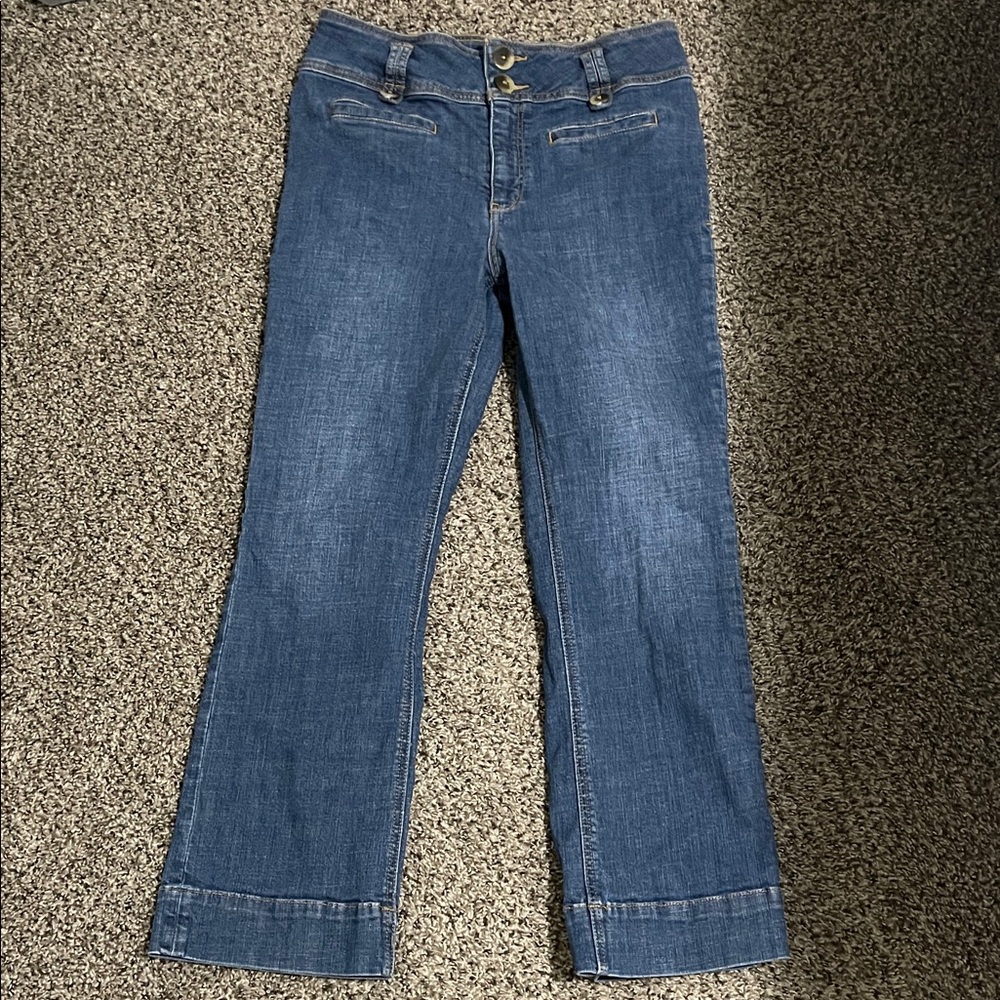 Pilcro and the Letterpress cropped flare jeans size 30 trendy hippie